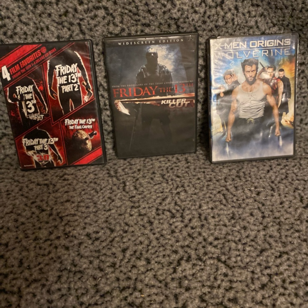 Friday the 13th & X-Men Origins Wolverine DVD Bundle - Red, Black, Blue